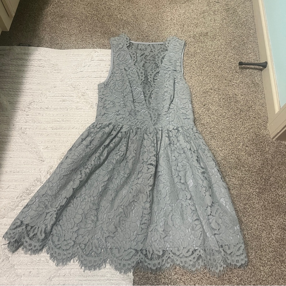 Tobi grey lace mini dress